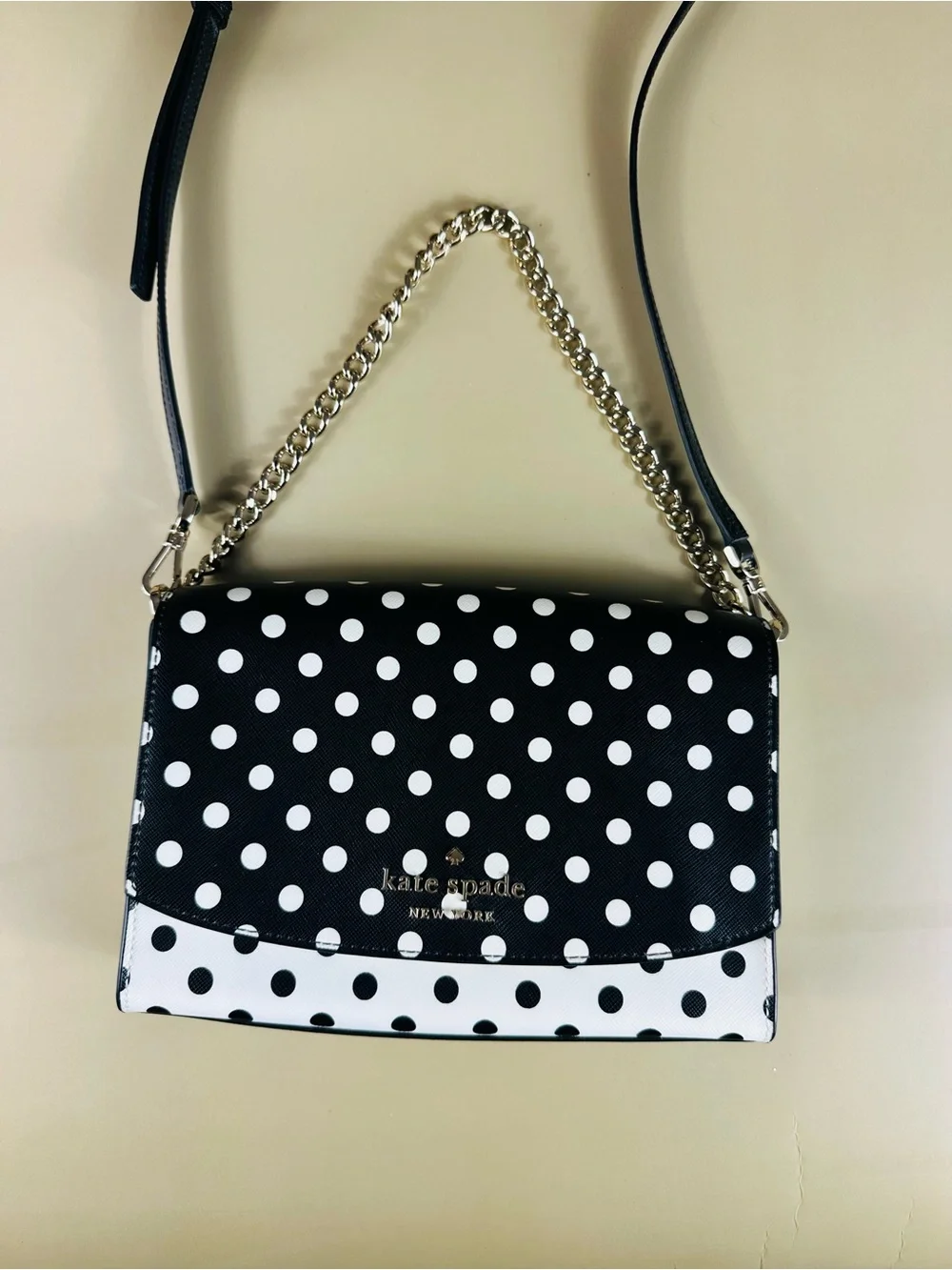 kate spade Black & White Polka Dot Chain Shoulder Bag